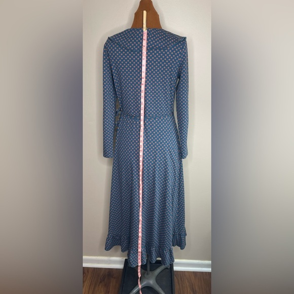 Matilda Jane Reunion Wrap Dress Teal Ruffle Trim Size Small - Picture 7 of 8